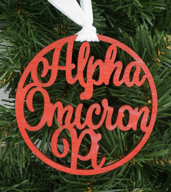 Alpha Omicron Pi laser cut wooden ornament