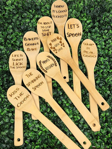 Customized Bamboo Kitchen Spoon -perfect for mom's