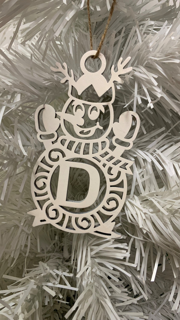 Monogram Snowman Ornament