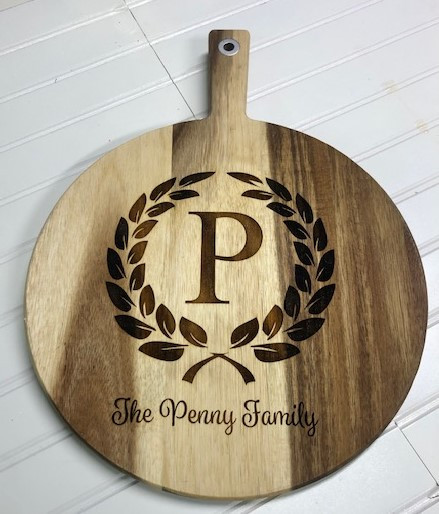 Engraved Charcuterie Round Acacia Board
