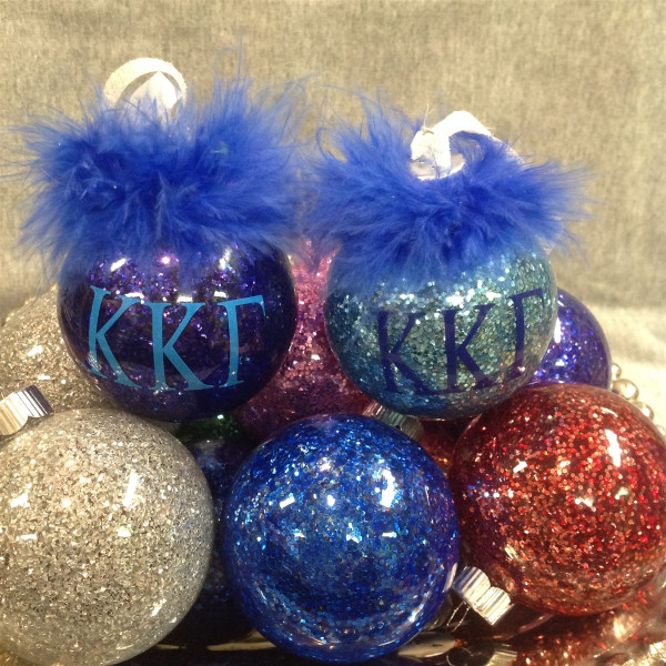 kappa kappa gamma glittered glass ornament
