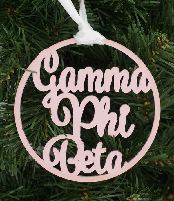 Gamma Phi Beta wooden ornament