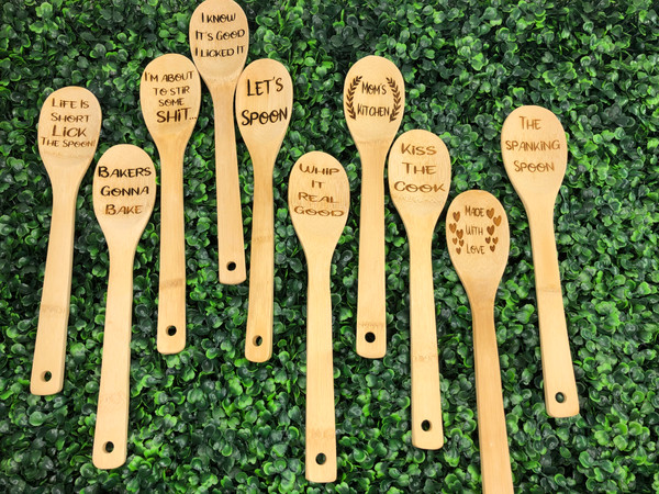 Customized Bamboo Kitchen Spoon -perfect for mom's