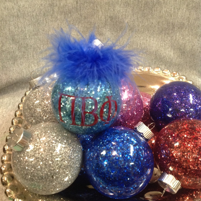 Pi Beta Phi glittered glass ornament