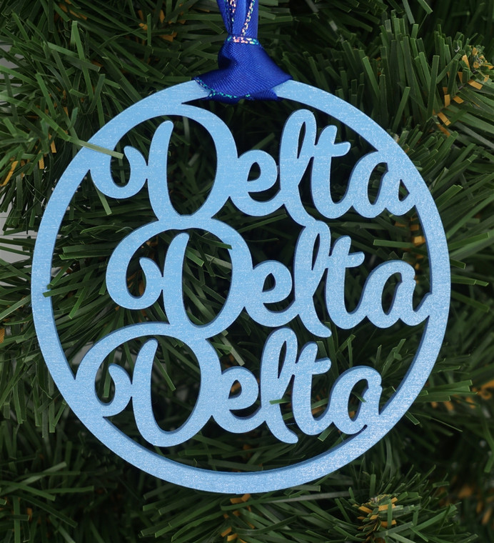 Delta Delta Delta Wooden Ornament 4 inch