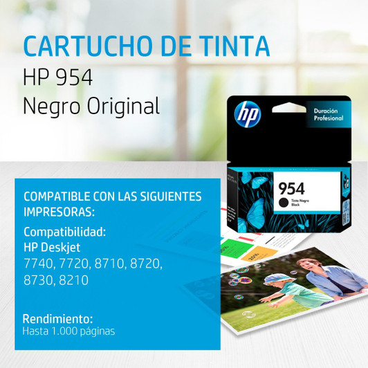HP 954 Black Ink Cartridge 23.5ml Approximate 1,000 Pages Yield