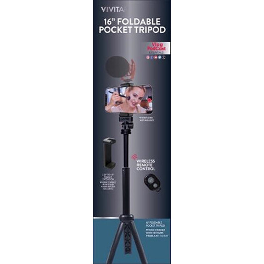 Vivitar 16" Foldable Pocket Tripod with Wireless Remote Control