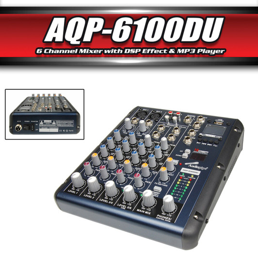 Audiopipe 6 Channels Mixer with DSP Effect & MP3 Player