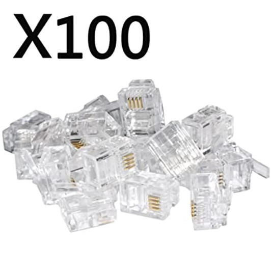 NA RJ11 Connectors Modular Telephone Plugs 100PK