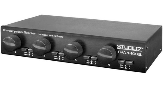 StudioZ 4 Channel Stereo Speaker Selector Switcher Box 900 Watts power handling with Volume Control for Audio Signal
