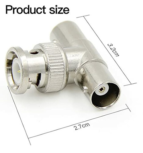 BNC Male to 2 BNC Female 3 Way T Shape BNC connector