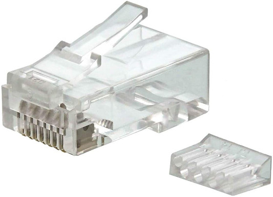 NA Cat6 RJ45 Connectors with Load Bar Insert guide, 100 Pack