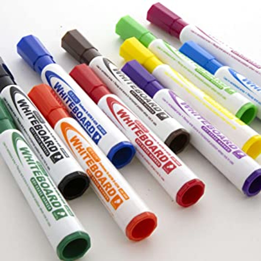 Bazic Black Dry Erase Markers Chisel Tip Pack of 3