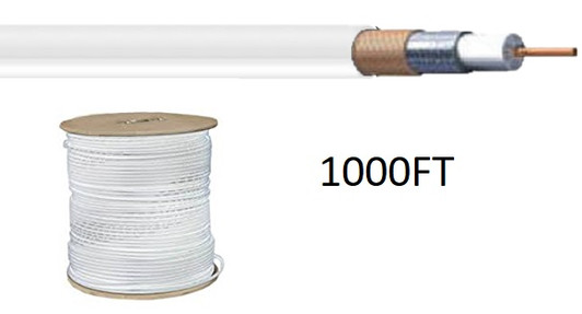 NA 1000ft RG-6 Coxial White Cable