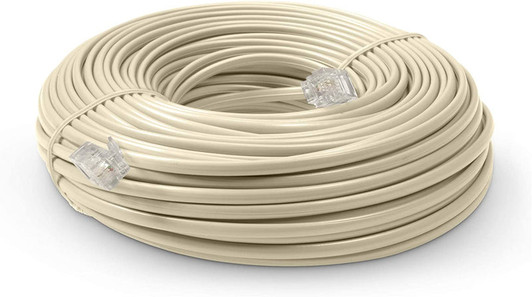 NA 100ft RJ-11 Ivory Telephone Line Cable