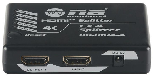 NA 4 Port HDMI 4K Splitter 1 HDMI In to 4 HDMI Out, 3D/4K Compatible