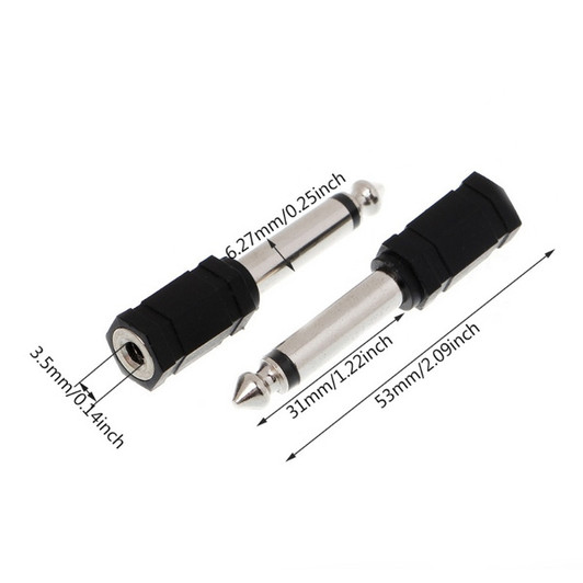 NA 1/4" Mono Male Plugs to 3.5mm Jack Female Converter Plug