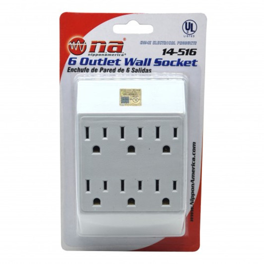 NA 6 Outlet Wall Socket with Surge Protector NA 6 Outlet Wall Socket with Surge Protector