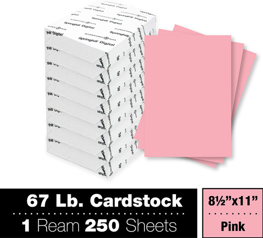 Springhill 8.5" x 11" Pink 67lb Card Stock Paper 250 Sheets 8 Pack