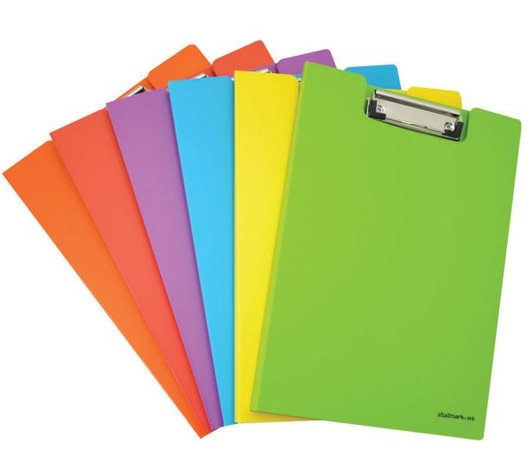 Studmark A4 Size Clamp Clip Folder Assorted Neon Colors