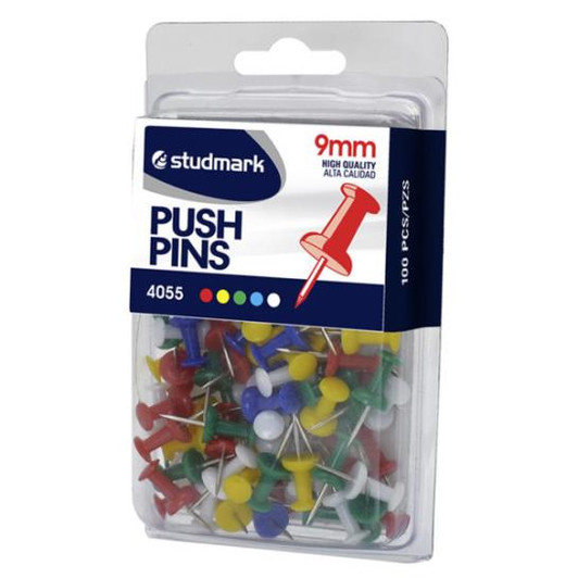 Studmark Push Pins Assorted Color 100 Pc