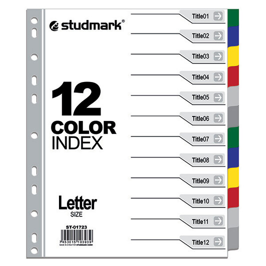 Studmak Index Dividers 12 Tab Letter Size