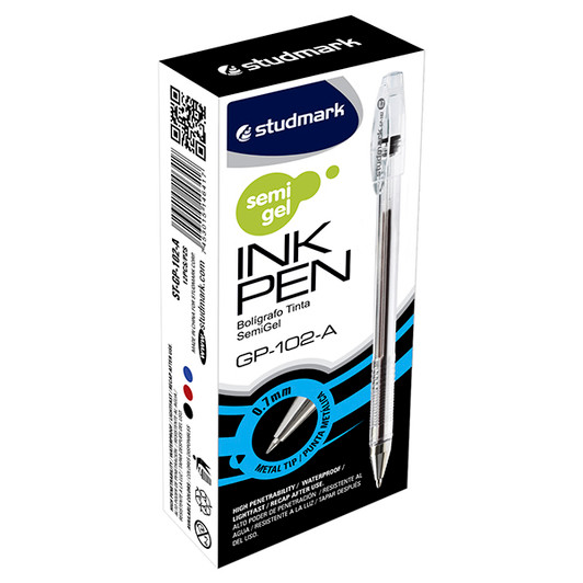 Studmark Black Semigel 0.7mm Metal Tip 12 Pack