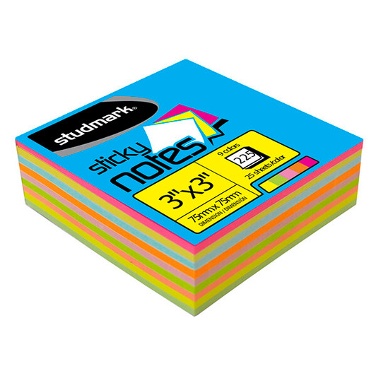 Studmark Sticky Notes 3 x 3" 9 Color 225 Sheets