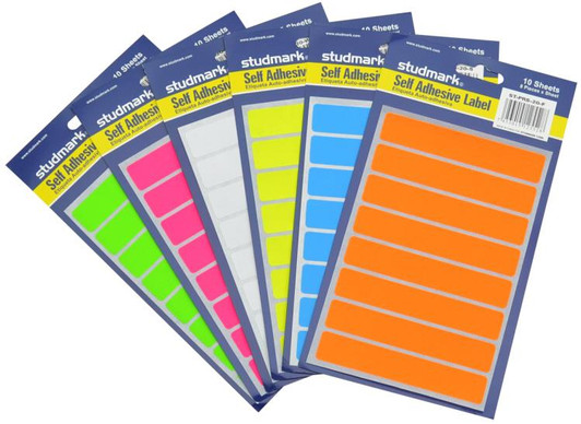 Studmark Self Adhesive Lables 8.5 X 1.5  cm with Assorted Colors 80 pcs