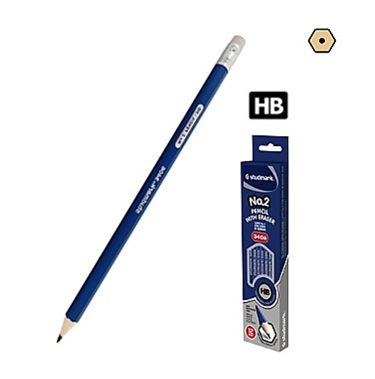 Studmark Wood Pencil with Eraser Blue HB 12 Pack