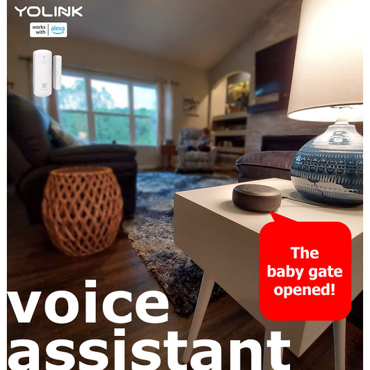 Yolink Smart Window Door Sensor for YoLink Hub, Works with Alexa IFTTT, Smartphone Monitoring App Alerts Smart Home Security.
