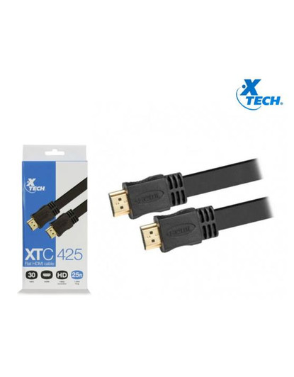 Xtech 25ft Flat HDMI Cable 4K Ultra HD - Black