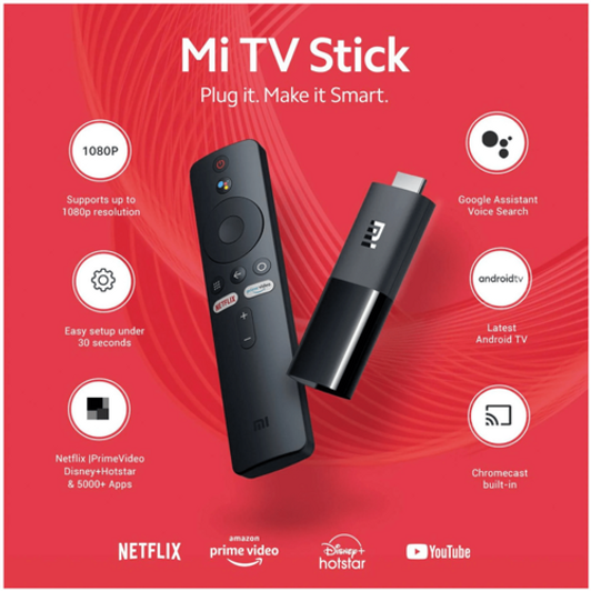 Xiaomi Mi TV Stick with Voice Remote HD Streaming Media player, Cast, Android 9.0