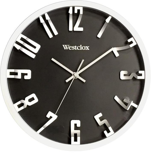 Westclox 12" Silver Round 3D Number Round Analog Wall Clock