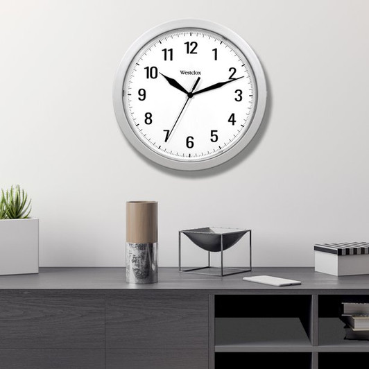 Westclox 9.75" White Hidden Storage Round Analog Wall clock