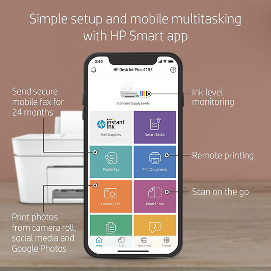 HP DeskJet Plus 4158 All In One Printer Instant Ink Ready