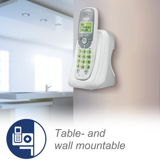 VTech CS6114 DECT 6.0 Cordless Phone with Caller ID/Call Waiting, White/Grey with 1 Handset