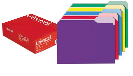 Universal Assorted Color File Folders Pack of 100
