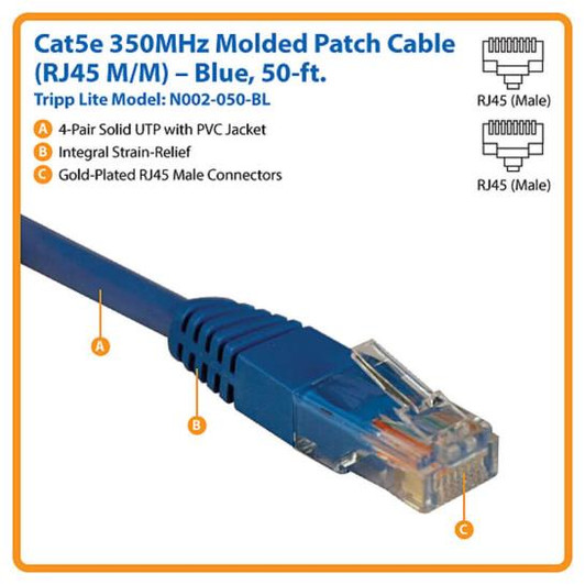 Tripp Lite 50ft Cat5e Blue Patch Cable