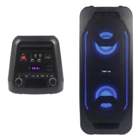 Toshiba Wireless System w/FM Stereo Radio, 60W Bluetooth, Rechargeable Batteries Black