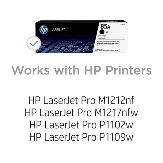 HP 85A Black Ink Toner Cartridge Approximate 1,600 Pages Yield HP 85A Black Ink Toner Cartridge Approximate 1,600 Pages Yield