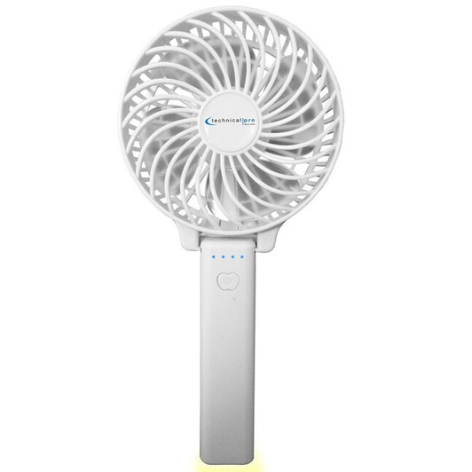 Technical Pro Rechargeable Multi Speed Handheld Fan with LED Light