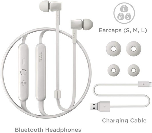 TCL Ash MTRO100 White Wireless In Ear Bluetooth Headphones with Mic