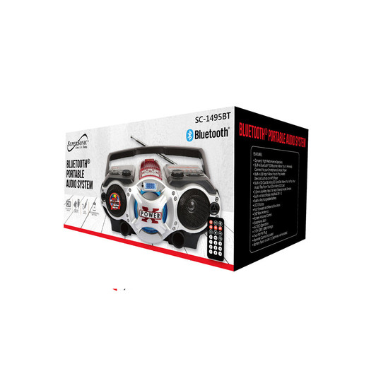 Supersonic Bluetooth Portable MP3 Player with USB/SD/Aux Inputs & AM/FM Radio, Boomboxes