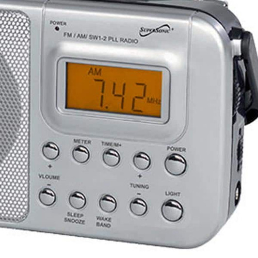 Supersonic 4-Band AM-FM-SW1-2 PLL Radio with Alarm Clock And Speaker