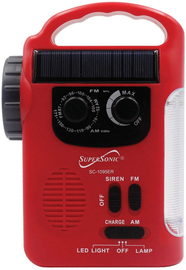 Supersonic 5 Way Emergency Solar/ Hand Crank Radio w/ Flashlight