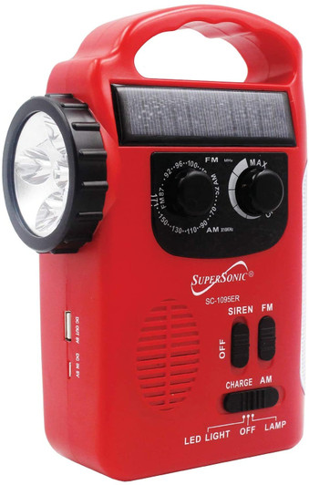Supersonic 5 Way Emergency Solar/ Hand Crank Radio w/ Flashlight