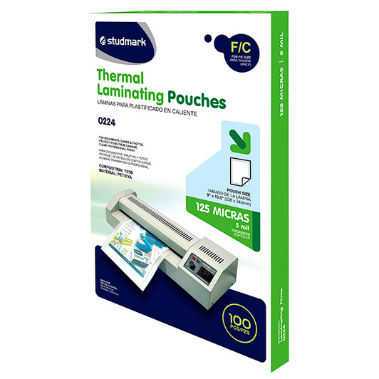 Studmark Laminating Pouches F/C Size 9' x 14 " 125 Microns 100 Pcs
