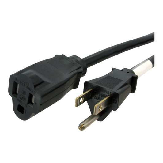 StarTech 12" Power Cord Extension - NEMA 5-15R to NEMA 5-15P