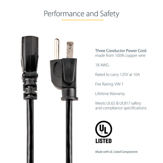 StarTech 15ft Power Cord